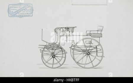 Il dipinto di una carrozza del 1870-1900 riflette gli stili di trasporto della fine del XIX secolo. Rappresenta l'eleganza e il design di una carrozza trainata da cavalli, catturando il cambiamento culturale nel viaggio durante questo periodo. Foto Stock