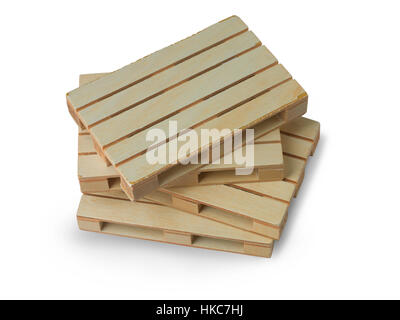 I pallet in legno isolato su sfondo bianco Foto Stock