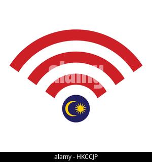 L'icona Wifi simbolo Bandiera Malesia concetto illustrazione vettoriale Illustrazione Vettoriale