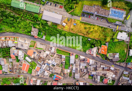 Vista aerea del Residence Distretti In Banos de Agua Santa, provincia di Tungurahua, Sud America Foto Stock