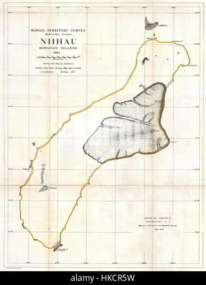 1904 Ufficio di terra mappa di Niihau, Hawaii Niihau Geographicus lo 1904 Foto Stock