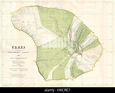 1878 Governo Ufficio Terra mappa di Lanai, Hawaii Geographicus LanaiHawaii lo 1878 Foto Stock