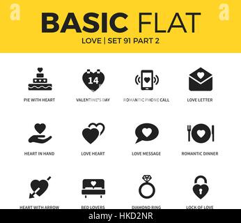 Set di base di icone di amore Illustrazione Vettoriale