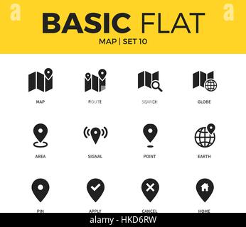 Set di base di icone della mappa Illustrazione Vettoriale