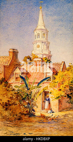 "The Rector's Kitchen" di Alice Ravenel Huger Smith raffigura una scena tranquilla all'interno di una storica casa del sud. Il dipinto di Smith mette in evidenza la tranquilla vita domestica nel Sud degli Stati Uniti, con un'attenta attenzione ai dettagli e all'atmosfera. Foto Stock