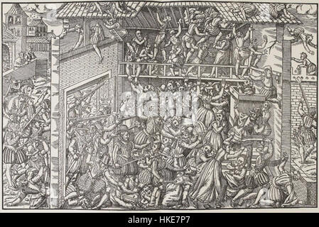 Il massacro di Vassy, un evento tragico della storia francese, avvenne nel 1562 quando le forze cattoliche attaccarono un gruppo di ugonotti, segnando un punto di svolta nelle guerre di religione francesi. Foto Stock