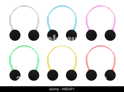 Isolamento con tracciato di ritaglio di color pastello di cuffie con Muffola a faccia in su sfondo bianco Foto Stock