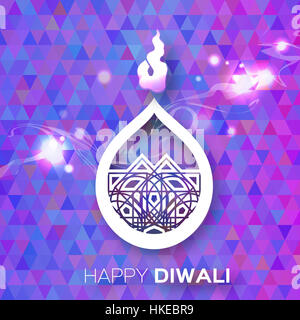 Carta decorativa Diwali Diya - olio lampada design. Illustrazione Vettoriale - eps10 Foto Stock