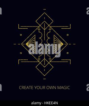 Vettore. Abstract mystic segno. Oro forma geometrica Illustrazione Vettoriale