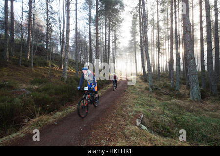 Mountain bikers competere nel strathpuffer Foto Stock