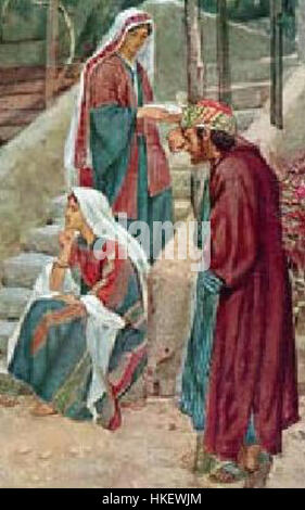 Questo dettaglio della serie "vita di Gesù di Nazareth" illustra un momento significativo nella vita di Cristo, catturato attraverso la rappresentazione artistica. Il piatto offre un'idea visiva dei temi religiosi cristiani e degli eventi biblici. Foto Stock