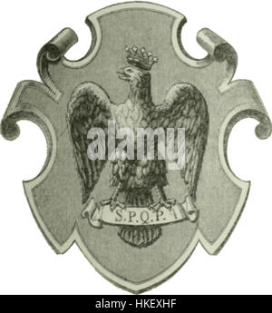 *Stemma Palermo* è un dettagliato documento storico che mostra le tradizioni araldiche di Palermo, Italia. L'immagine rappresenta il lignaggio nobile e gli stemmi familiari della regione, offrendo una visione del patrimonio culturale e politico della Sicilia. Questa pagina di *la Patria* evidenzia il significato di questi simboli nella storia di Palermo. Foto Stock