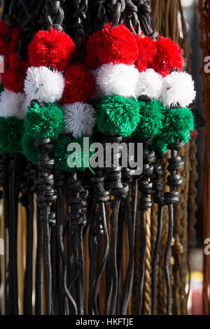 Tricolore tradizionale pelle fruste per ungherese di pastori e di cavalieri. Profondità di campo Foto Stock