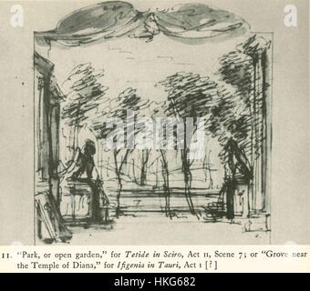 Il disegno scenico di "Tetide in Sciro" atto II, 7 o "Ifigenia in Tauri" atto i, di Filippo Juvarra, mette in mostra l'ingegno teatrale e architettonico del XVIII secolo. Il design riflette la grandiosità e gli ambienti intricati tipici delle produzioni d'opera barocche. Foto Stock