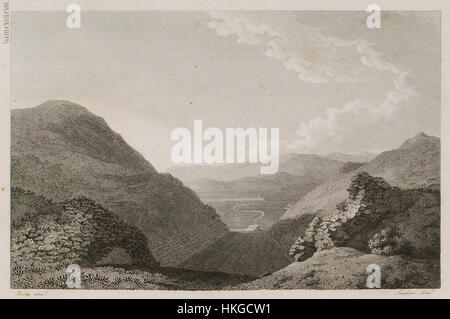 Questa incisione di Stuart James e Revett Nicholas nel 1794 raffigura l'antico stadio Panatenaico di Atene. Il punto panoramico, da una sezione sopraelevata vicino all'estremità circolare, offre una chiara vista di questa struttura iconica, evidenziando il suo design classico e il suo significato storico nell'antica Grecia. Foto Stock