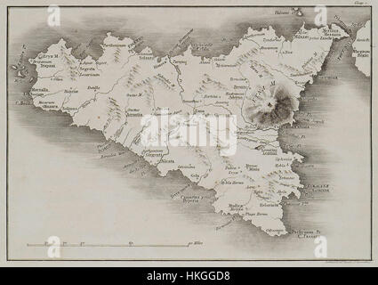 Mappa della Sicilia Wilkins William 1807 Foto Stock