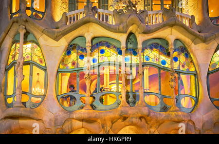 Casa Batllo house design di Antonio Gaudi, Barcellona, Spagna Foto Stock