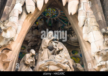 La Sagrada Familia di Antoni Gaudì a Barcellona. La Catalogna, Spagna. Foto Stock