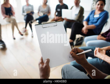 Notebook Seminario di networking concetto di evento Foto Stock