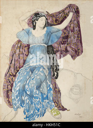 Il dipinto di L. Bakst "Narcisse, The Nymph Echo" presenta una narrazione mitica di Narciso ed Echo, che fonde la profondità emotiva con la delicata rappresentazione di questi personaggi della mitologia greca. Foto Stock