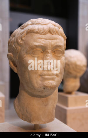 Marcus Antonius (83-30 a.C.). Politico romano e generale. Repubblica romana. Busto. Il marmo. 42-31 BC. Spagna. Foto Stock