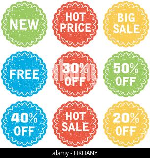 Set di vettore di sconto e la vendita delle etichette Illustrazione Vettoriale