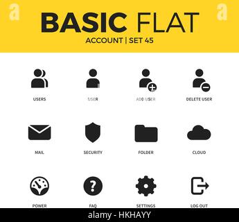 Set di base di icone Account Illustrazione Vettoriale
