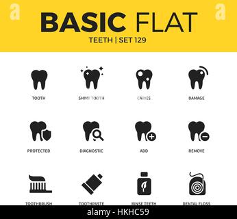 Set di base di icone dei denti Illustrazione Vettoriale