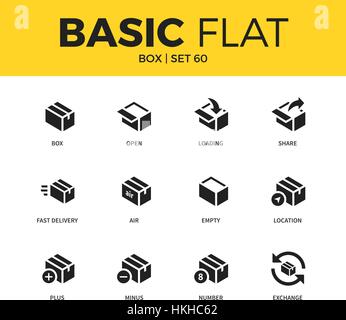 Set di base di casella icone Illustrazione Vettoriale