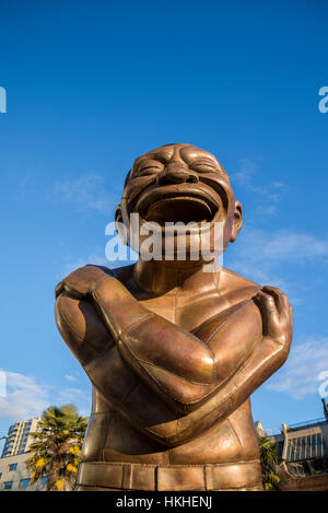 'A-maze-ing risate' installazione di scultura. Morton Park, Vancouver, BC, Canada Foto Stock