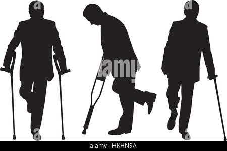 Le persone con le stampelle isolato Illustrazione Vettoriale
