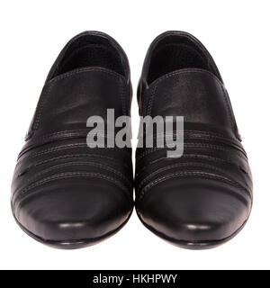 Classic nero scarpe isolato su bianco. Percorso di clipping incluso. Foto Stock