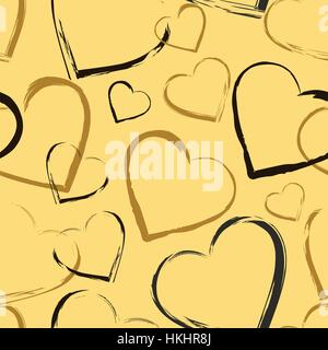 Golden seamless pattern con cuori Illustrazione Vettoriale