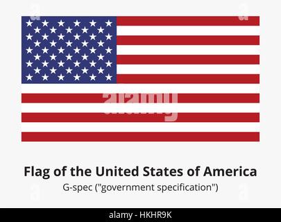 Bandiera degli Stati Uniti o di bandiera americana in proporzione corretta e colori Illustrazione Vettoriale