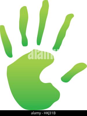 Mano verde design icon image, illustrazione vettoriale Illustrazione Vettoriale