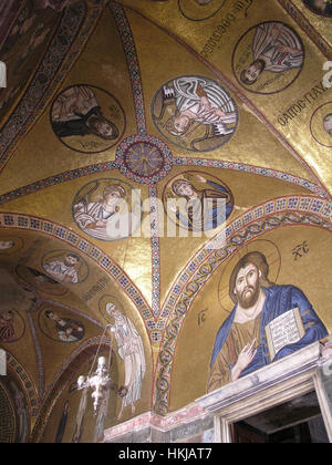 Monastero Ortodosso Hosios Loukas mosaici nella hall di entrata della chiesa, patrimonio mondiale UNESCO Grecia Foto Stock