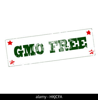 Timbro con testo libero di OGM all'interno, illustrazione vettoriale Foto Stock