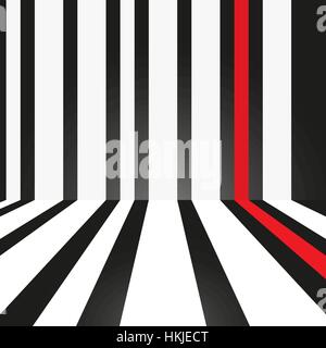 Striscia di astratto bianco e rosso su sfondo nero. Illustrazione Vettoriale. Illustrazione Vettoriale