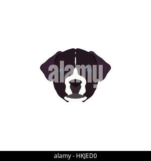 Illustrazione Vettoriale Ritratto di Mastiff. Viso carino di nero cane domestico su sfondo bianco. Illustrazione Vettoriale