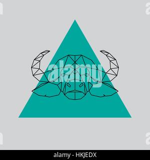 Testa di Buffalo linee geometriche silhouette. Vettore elemento di design illustrazione. Illustrazione Vettoriale