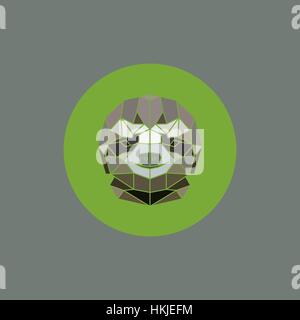 Bradipo Animali africani stilizzata geometriche della testa. Illustrazione Vettoriale. Illustrazione Vettoriale