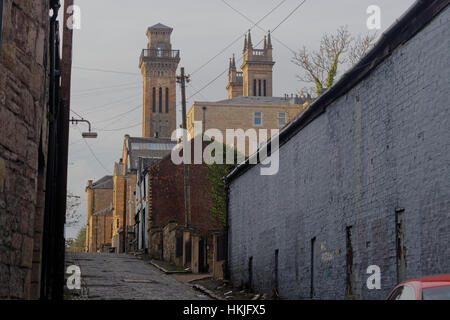 Glasgow tribunali ciottoli vicolo scene park circus area Foto Stock