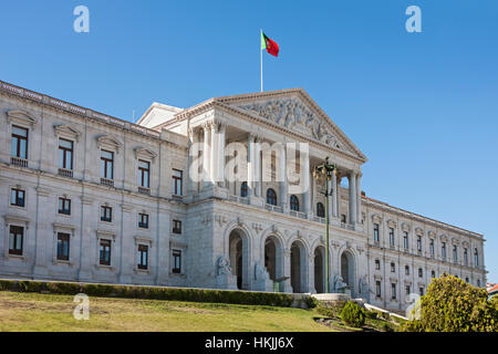 La facciata del palazzo del Parlamento, Lisbona, Portogallo Foto Stock