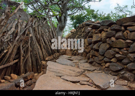 Konso paesaggio culturale (patrimonio mondiale dell'UNESCO), la casa di pietra, Etiopia Foto Stock