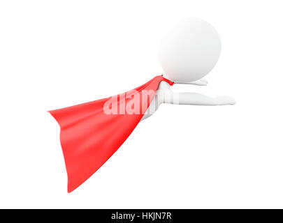 3D renderer immagine. Super Hero con red cape. Isolato sullo sfondo bianco. Foto Stock