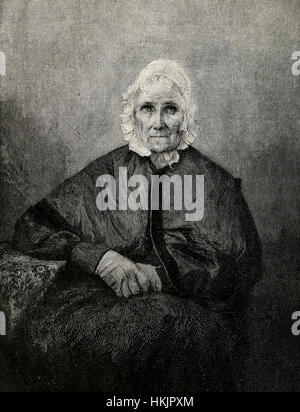Sarah Bush Lincoln all età di settanta sei, matrigna di Abraham Lincoln Foto Stock