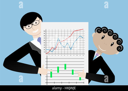 Squadra presenti indici di successo. Presentazione grafico e grafico, illustrazione vettoriale Foto Stock