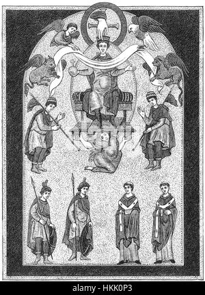 Pagina dei Vangeli di Ottone III, illuminato Evangeliario, c. 1000 Foto Stock