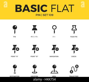 Set di base di icone di pin Illustrazione Vettoriale