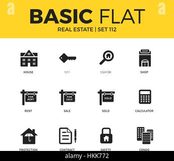 Set di base di Real estate icone Illustrazione Vettoriale